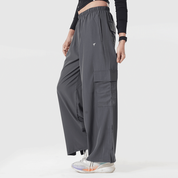 Tf-Premium Grey Wide Leg Cargo Women Bottoms