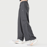 Tf-Premium Grey Wide Leg Cargo Women Bottoms