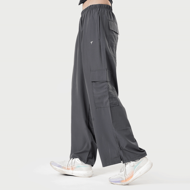 Tf-Premium Grey Wide Leg Cargo Women Bottoms