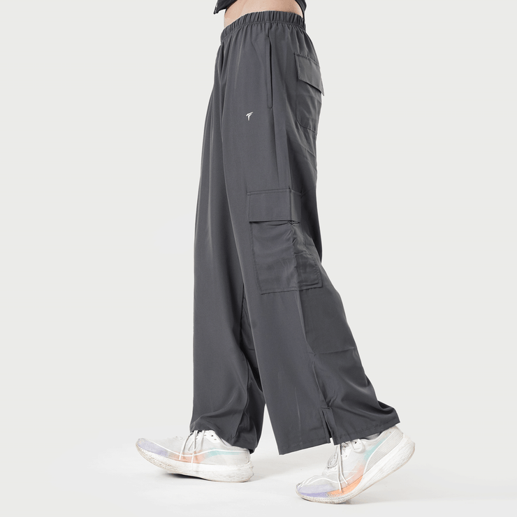 Tf-Premium Grey Wide Leg Cargo Women Bottoms
