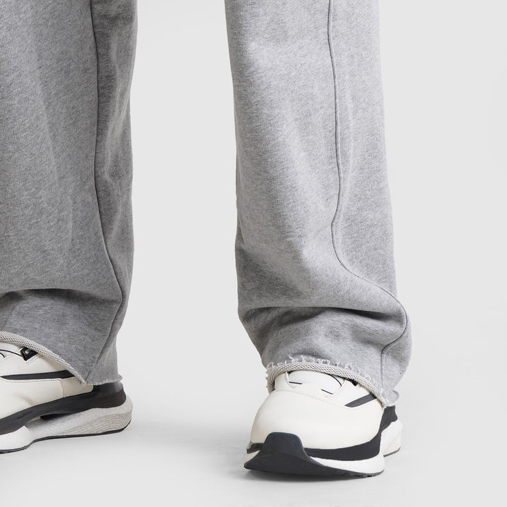 Tf-Grey Heavy GSM Terry Flow Bottoms With Raw Edges