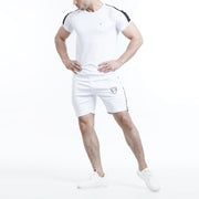 Tf-White Summer Tracksuit With Black Panel and Shorts
