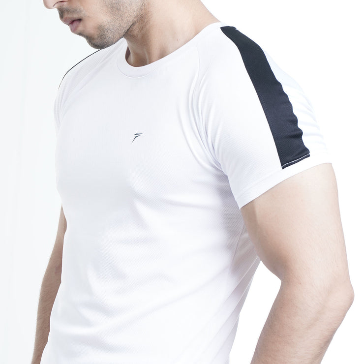 Tf-White Summer Tracksuit With Black Panel and Shorts