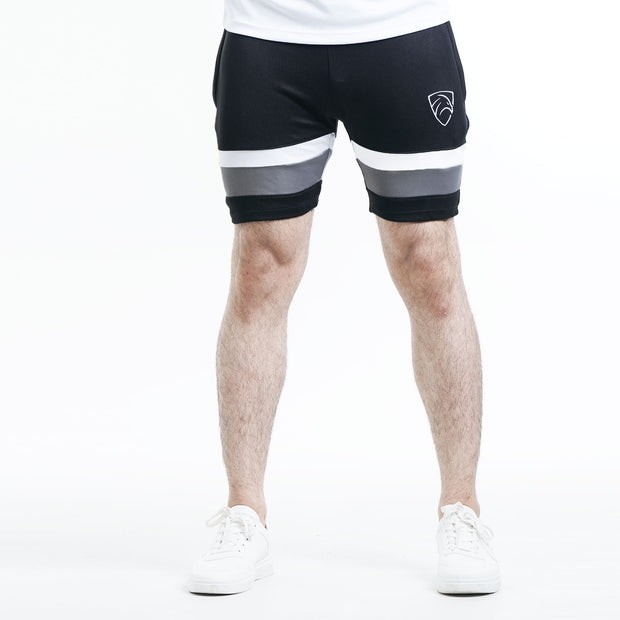 Tf-Black Shorts With White And Grey Panels