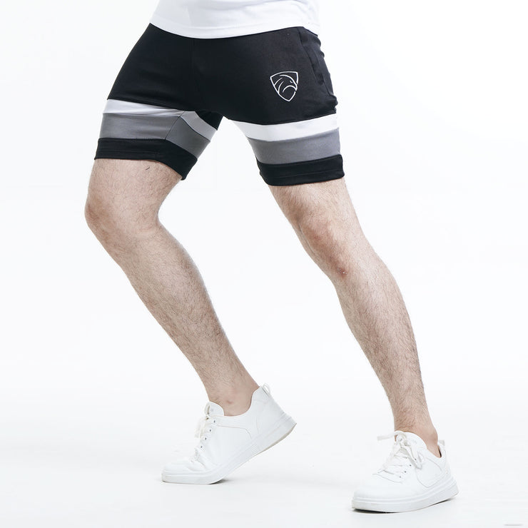 Tf-Black Shorts With White And Grey Panels