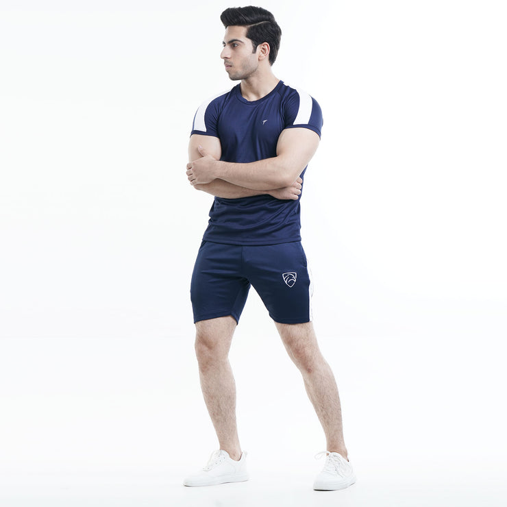 Tf-Navy Summer Tracksuit With White Panel and Shorts