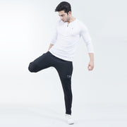 White Full Sleeve Quarter Zip Mesh Top