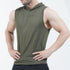 Premium Olive Green Cotton Sleeveless Hoodie Top