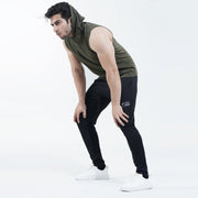 Premium Olive Green Cotton Sleeveless Hoodie Top