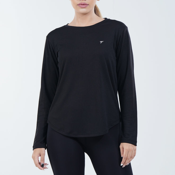 Tf-Black Full Sleeve Women Mesh Performance Tee