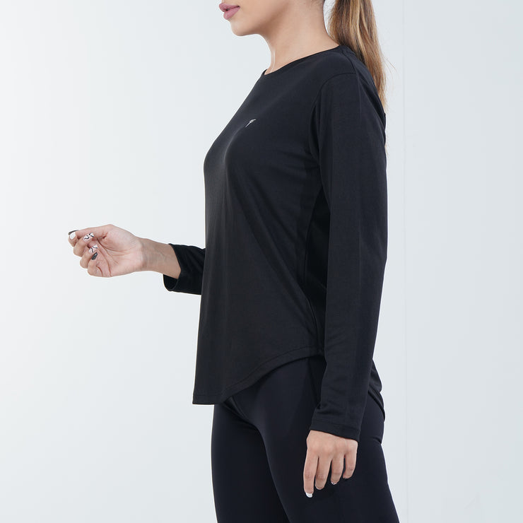 Tf-Black Full Sleeve Women Mesh Performance Tee