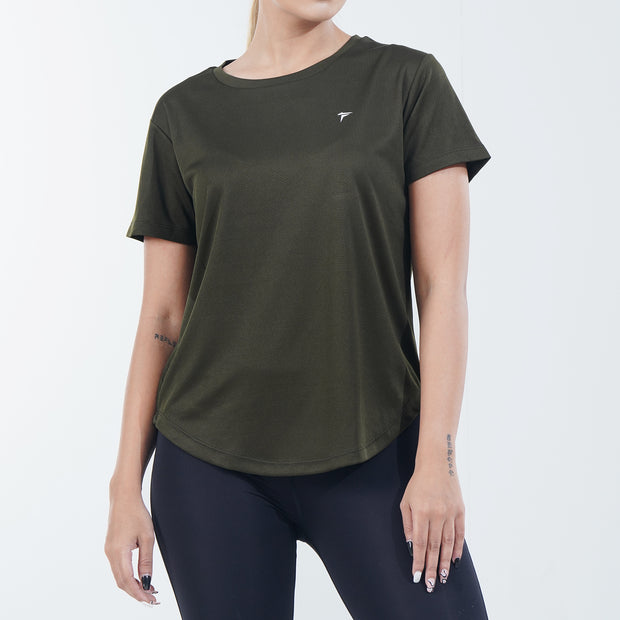 Tf-Olive Half Sleeve Women Mesh Performance Tee