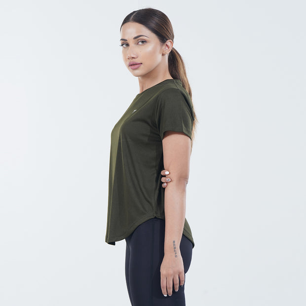 Tf-Olive Half Sleeve Women Mesh Performance Tee