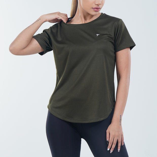 Tf-Olive Half Sleeve Women Mesh Performance Tee