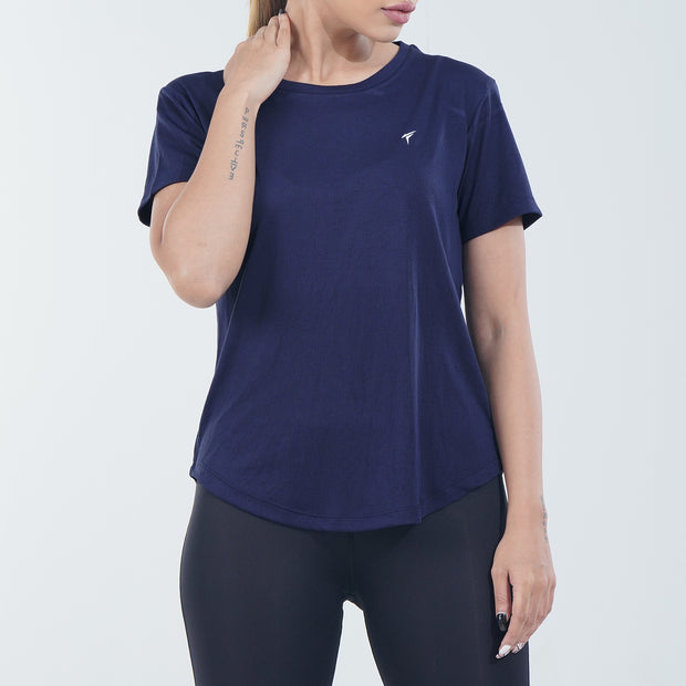 Tf-Navy Half Sleeve Women Mesh Performance Tee