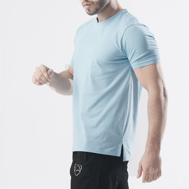 Tf-Sky Blue Muscle-Fit Premium Lycra Tee