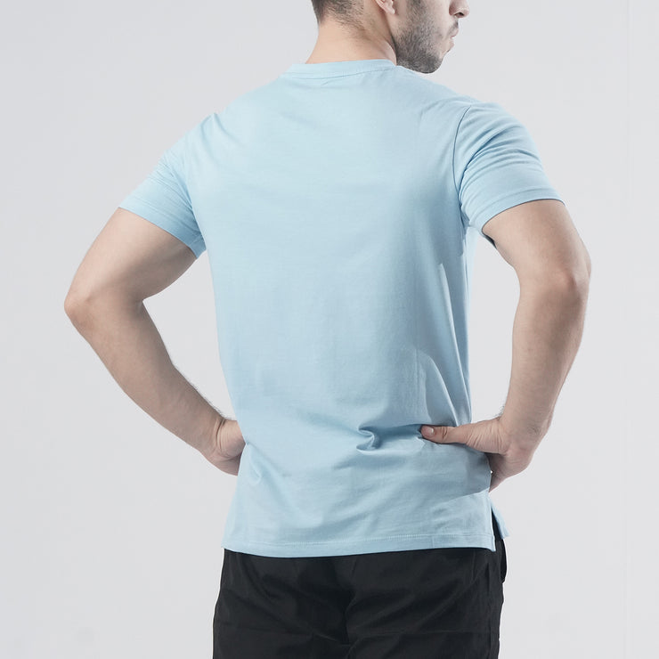 Tf-Sky Blue Muscle-Fit Premium Lycra Tee