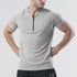 Grey Mesh Quarter Black Zip Half Sleeve Tee