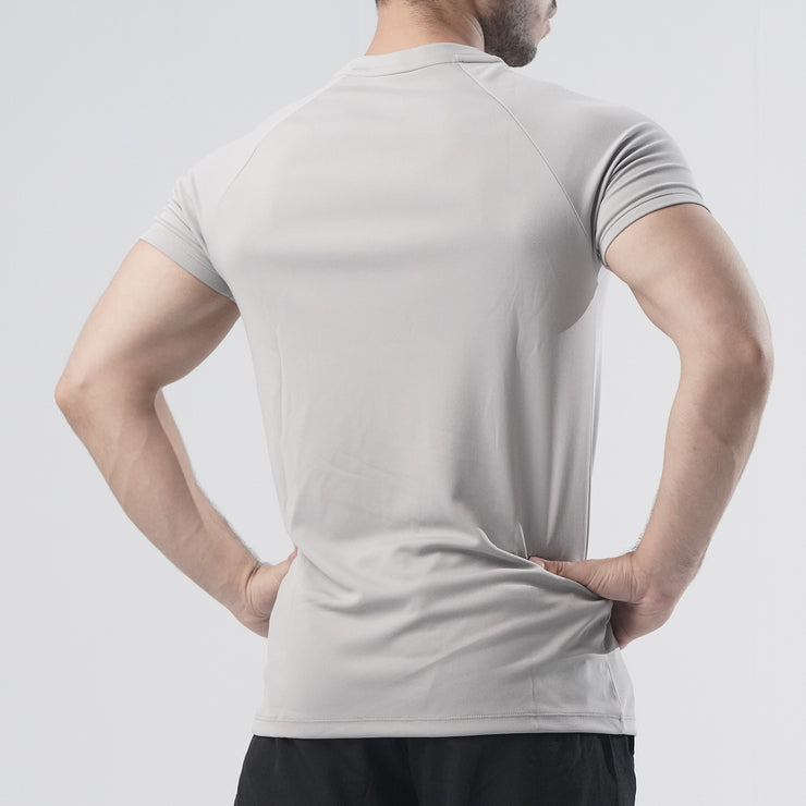 Grey Mesh Quarter Black Zip Half Sleeve Tee