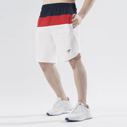 Navy Red And White Tri-Panel Fitness Stage Shorts