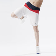 Navy Red And White Tri-Panel Fitness Stage Shorts