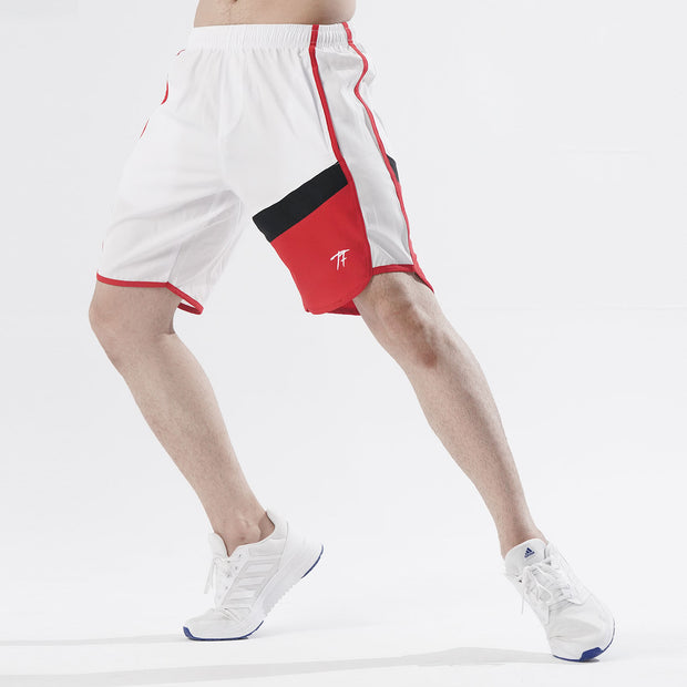 Black White And Red Tri-Panel Fitness Stage Shorts