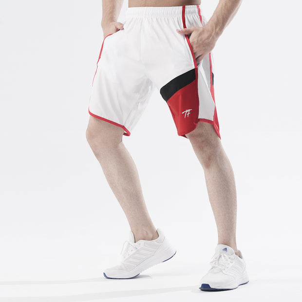 Black White And Red Tri-Panel Fitness Stage Shorts