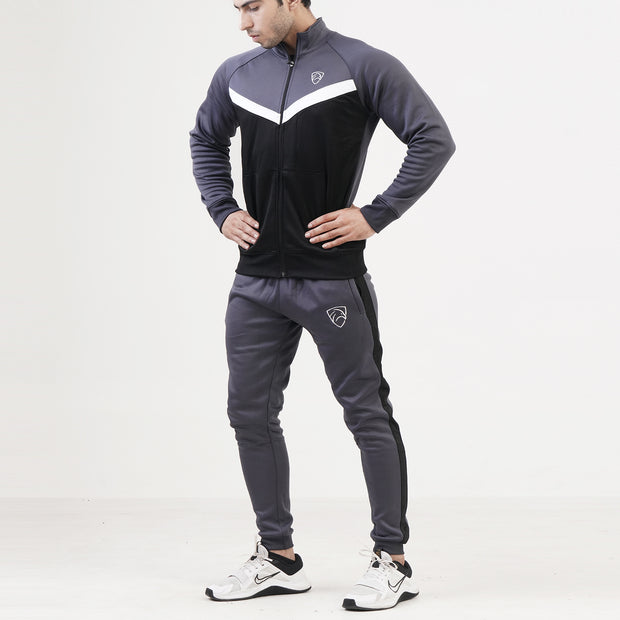 Grey, White And Black 3 Panel Tracksuit