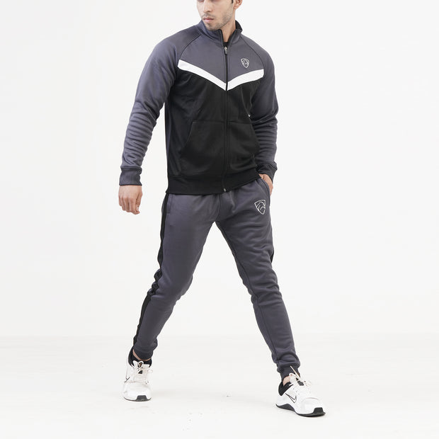 Grey, White And Black 3 Panel Tracksuit