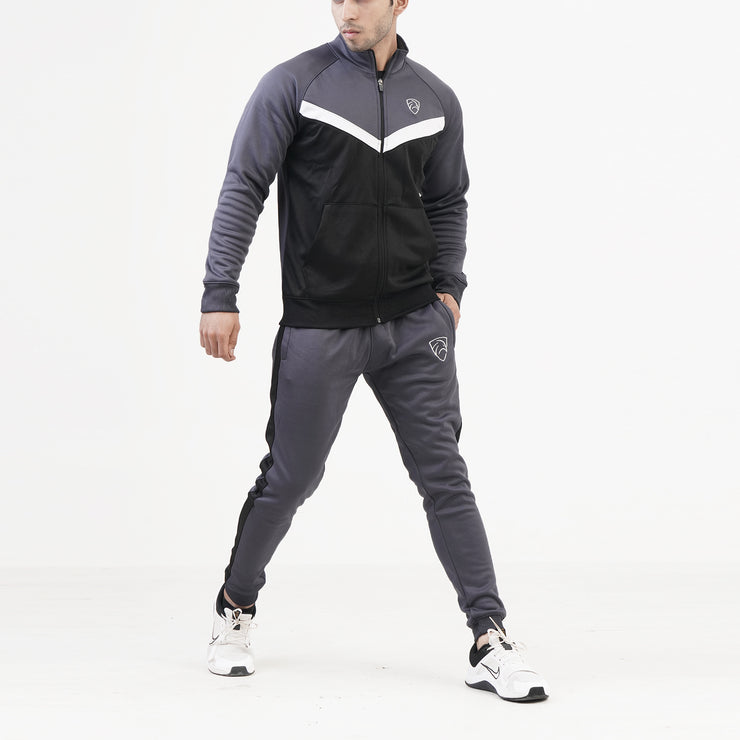 Grey, White And Black 3 Panel Tracksuit