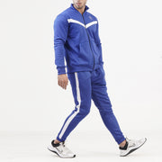 Royal Blue PolyTracksuit With White V Panel