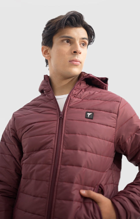 Tf-Premium Maroon Full  Puffer HoodieJacket