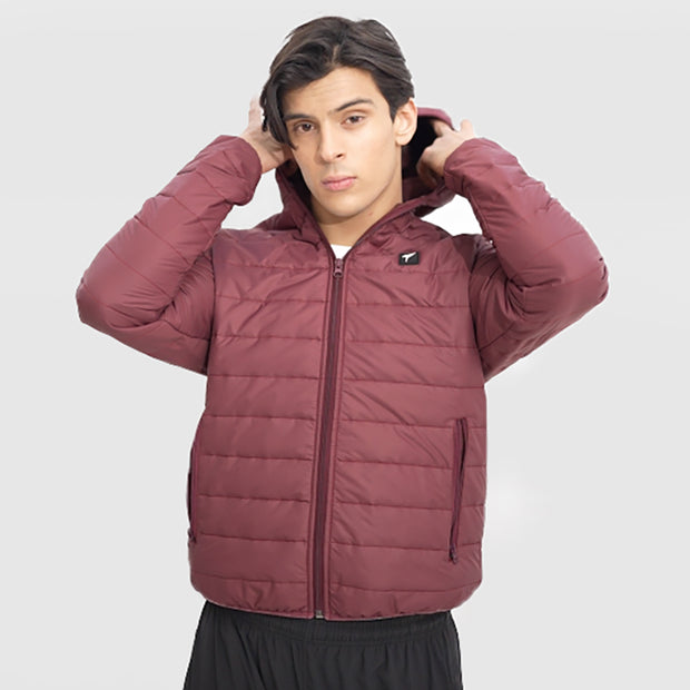 Tf-Premium Maroon Full  Puffer HoodieJacket