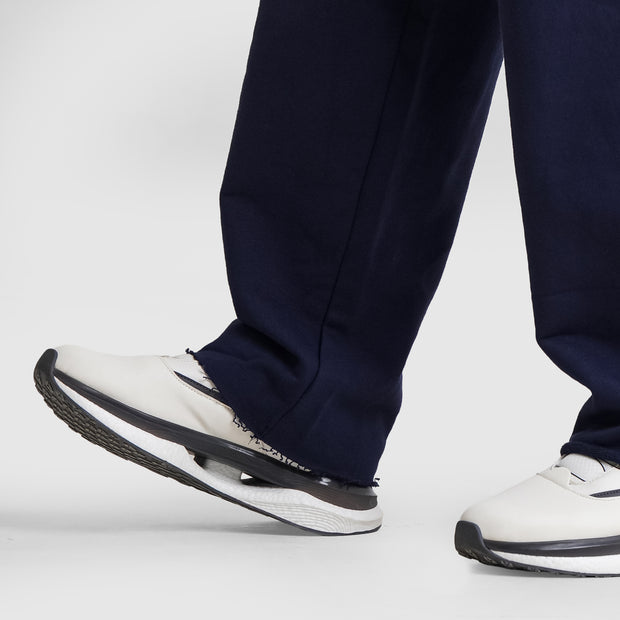 Tf-Navy Heavy GSM Terry Flow Bottoms With Raw Edges