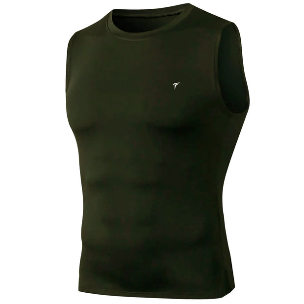 Tf-Olive Sleeveless Compression Top