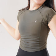 Tf-Olive Green Signature Series Cap Sleeve Fitted Top