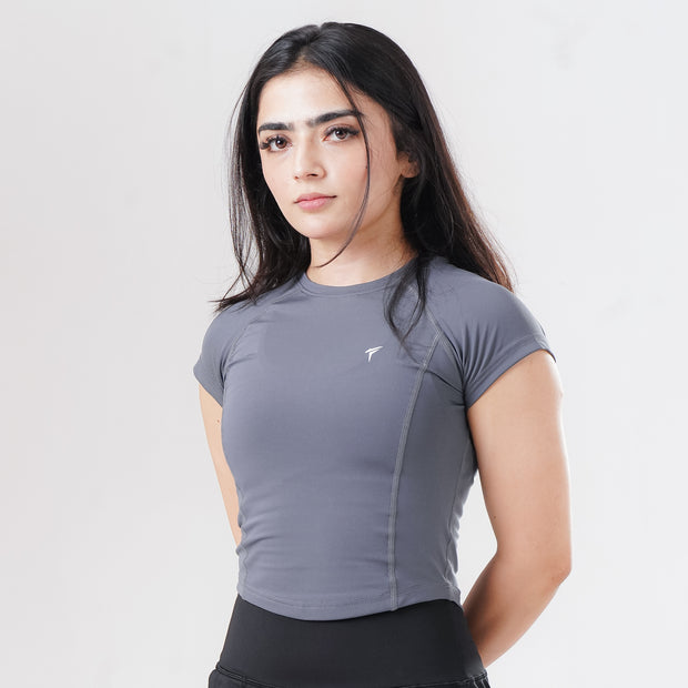 Tf-Grey Signature Series Cap Sleeve Fitted Top