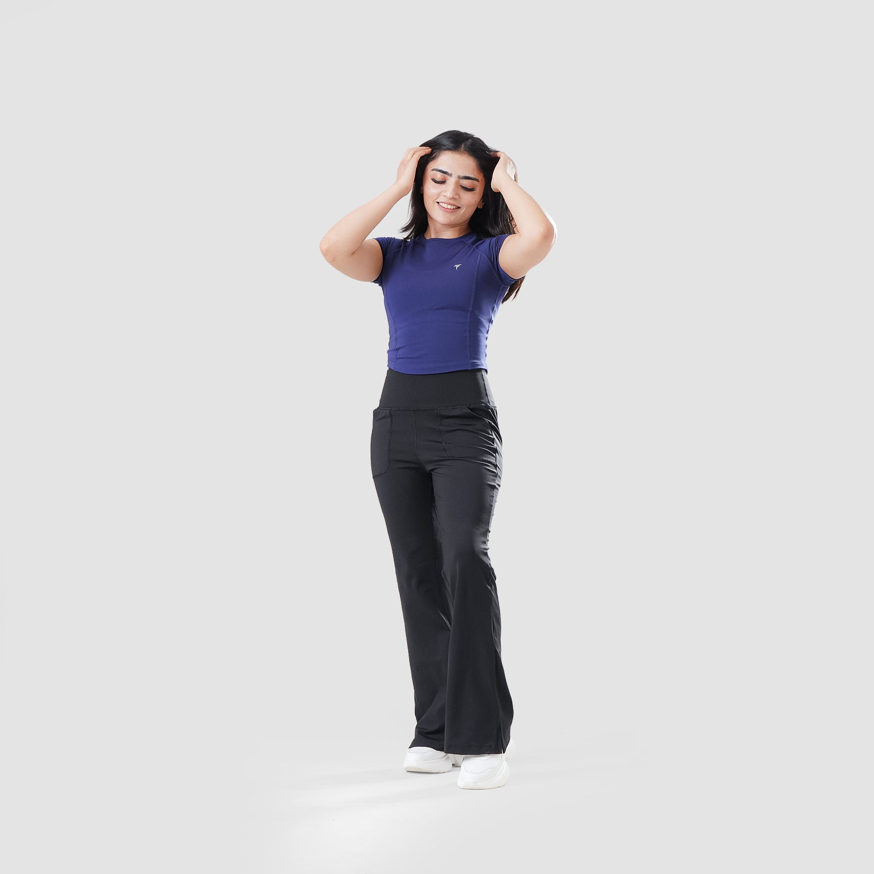 Womens Premium Cotton Lycra Smart Fit 3/4 Sleeve Solid T-Shirts