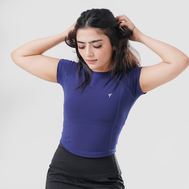Tf-Navy Signature Series Cap Sleeve Fitted Top