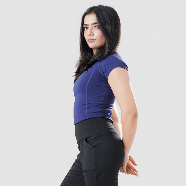Tf-Navy Signature Series Cap Sleeve Fitted Top