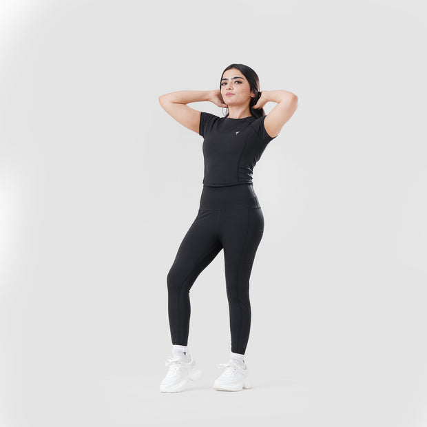 Tf-Black Signature Series Cap Sleeve Fitted Top