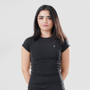 Tf-Black Signature Series Cap Sleeve Fitted Top