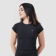 Tf-Black Signature Series Cap Sleeve Fitted Top