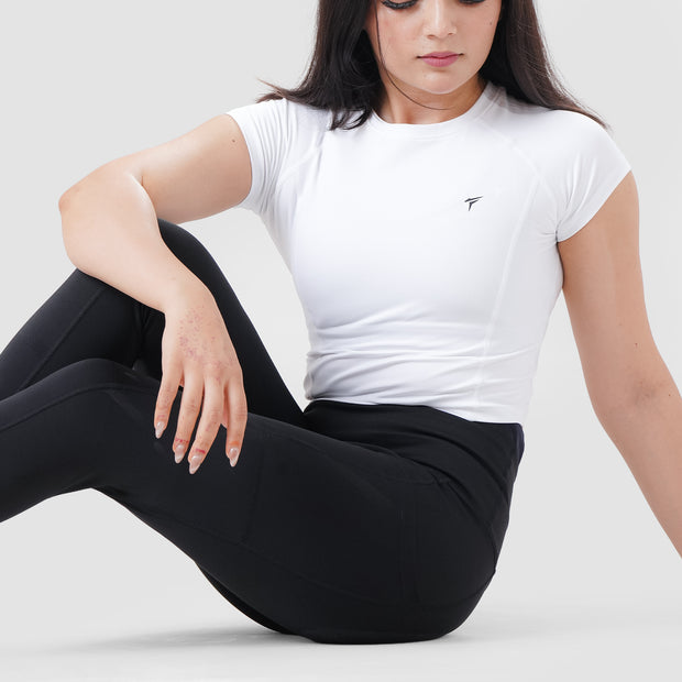 Tf-White Signature Series Cap Sleeve Fitted Top