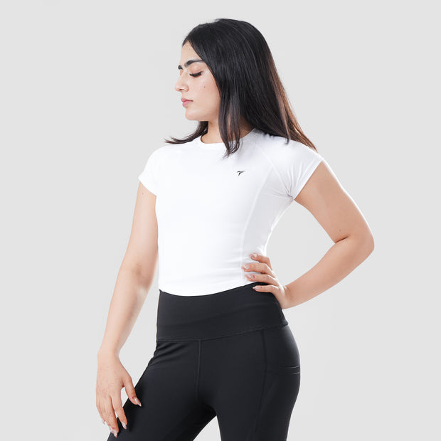 Tf-White Signature Series Cap Sleeve Fitted Top