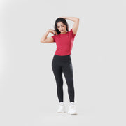Tf-Maroon Signature Series Cap Sleeve Fitted Top