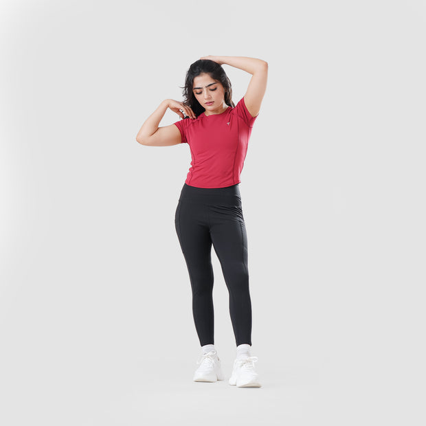 Tf-Maroon Signature Series Cap Sleeve Fitted Top