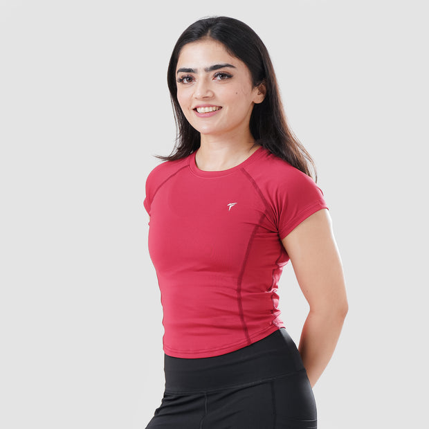 Tf-Maroon Signature Series Cap Sleeve Fitted Top