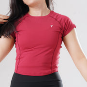 Tf-Maroon Signature Series Cap Sleeve Fitted Top