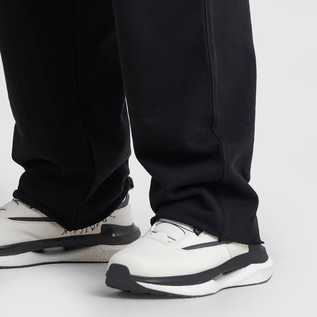 Tf-Black Heavy GSM Terry Flow Bottoms With Raw Edges